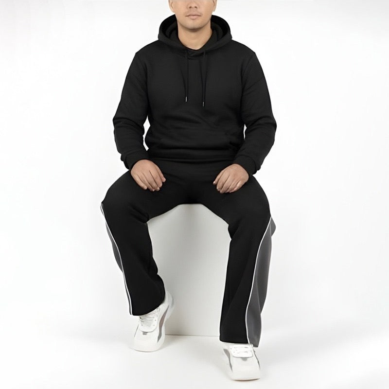 Unisex Urban Panel Sweatpants | Heavyweight French Terry - Eagle Black & Steel Grey