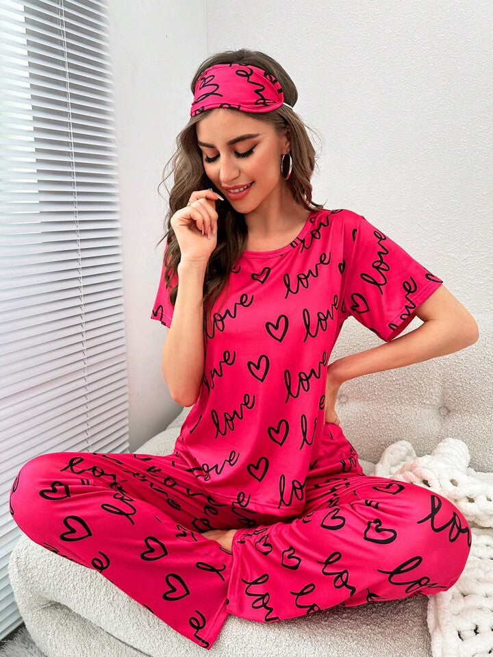 Atishi Love Heart Lounge Set | Soft Cotton Graphic Print