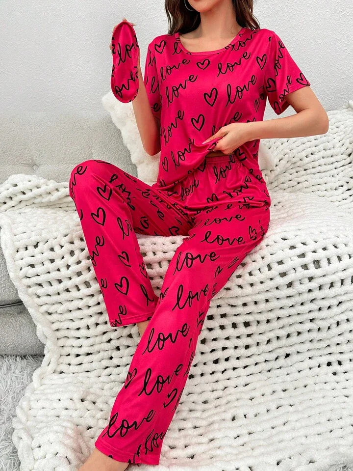 Atishi Love Heart Lounge Set | Soft Cotton Graphic Print