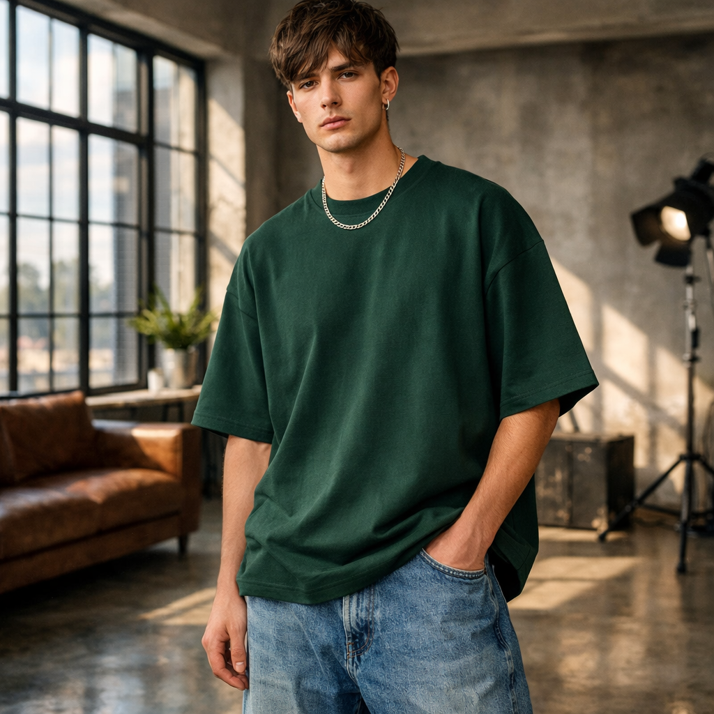 Drop Shoulder Dark Green