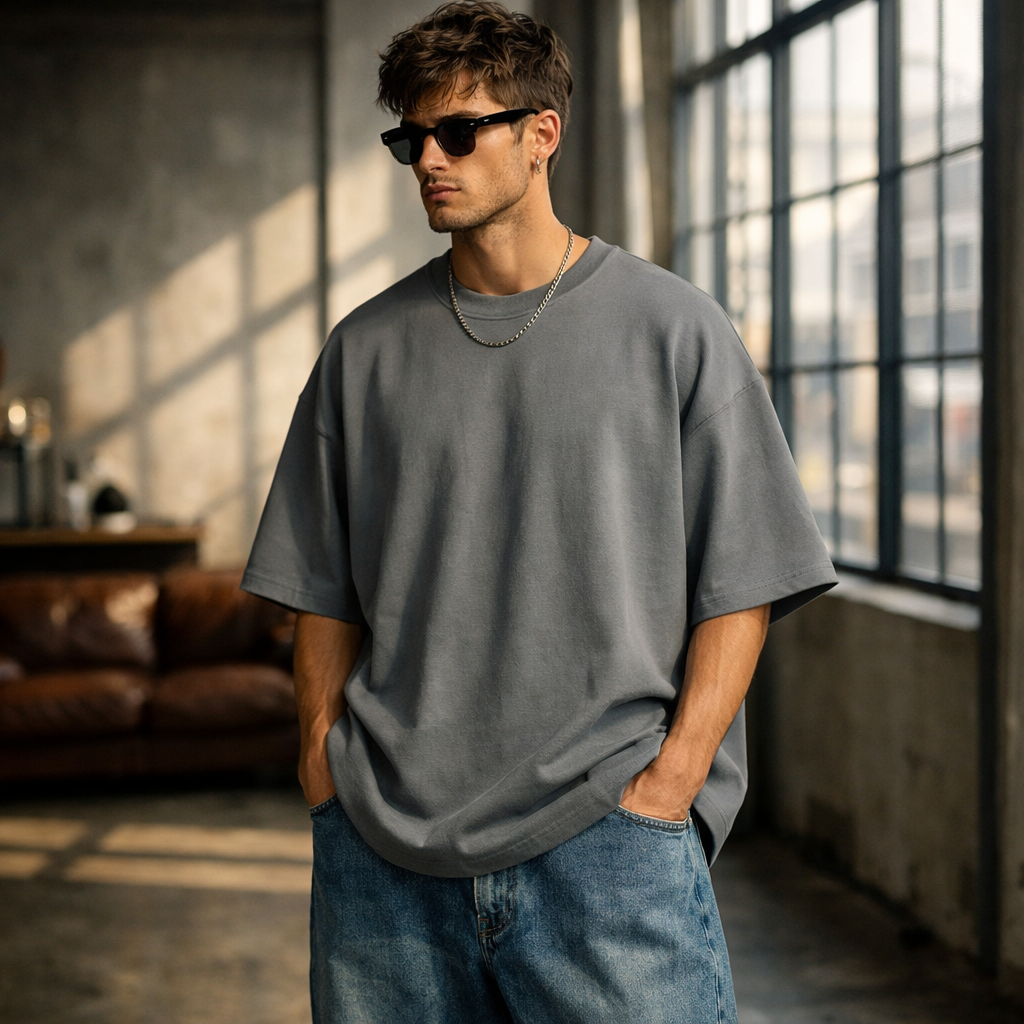 Drop Shoulder Dark Grey