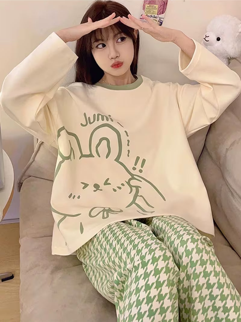 Korean Style Shy Bunny PJ Set | Aesthetic Lounge Wear