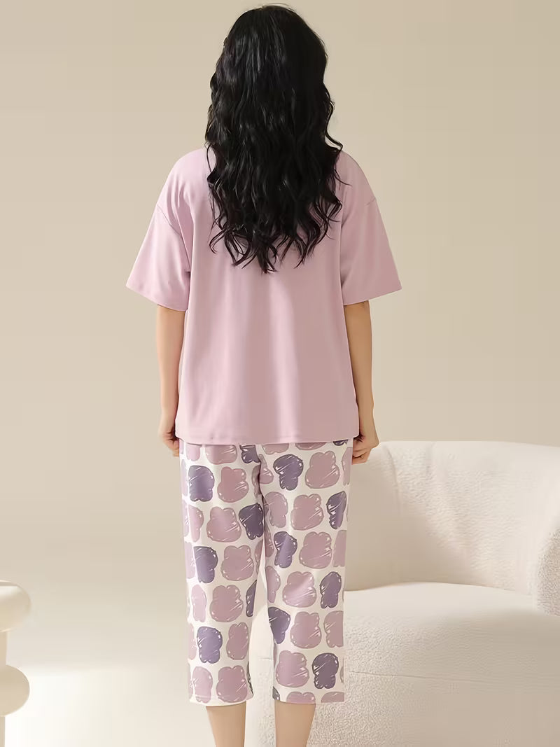 Good Night Graphic PJ Set | Starry Purple