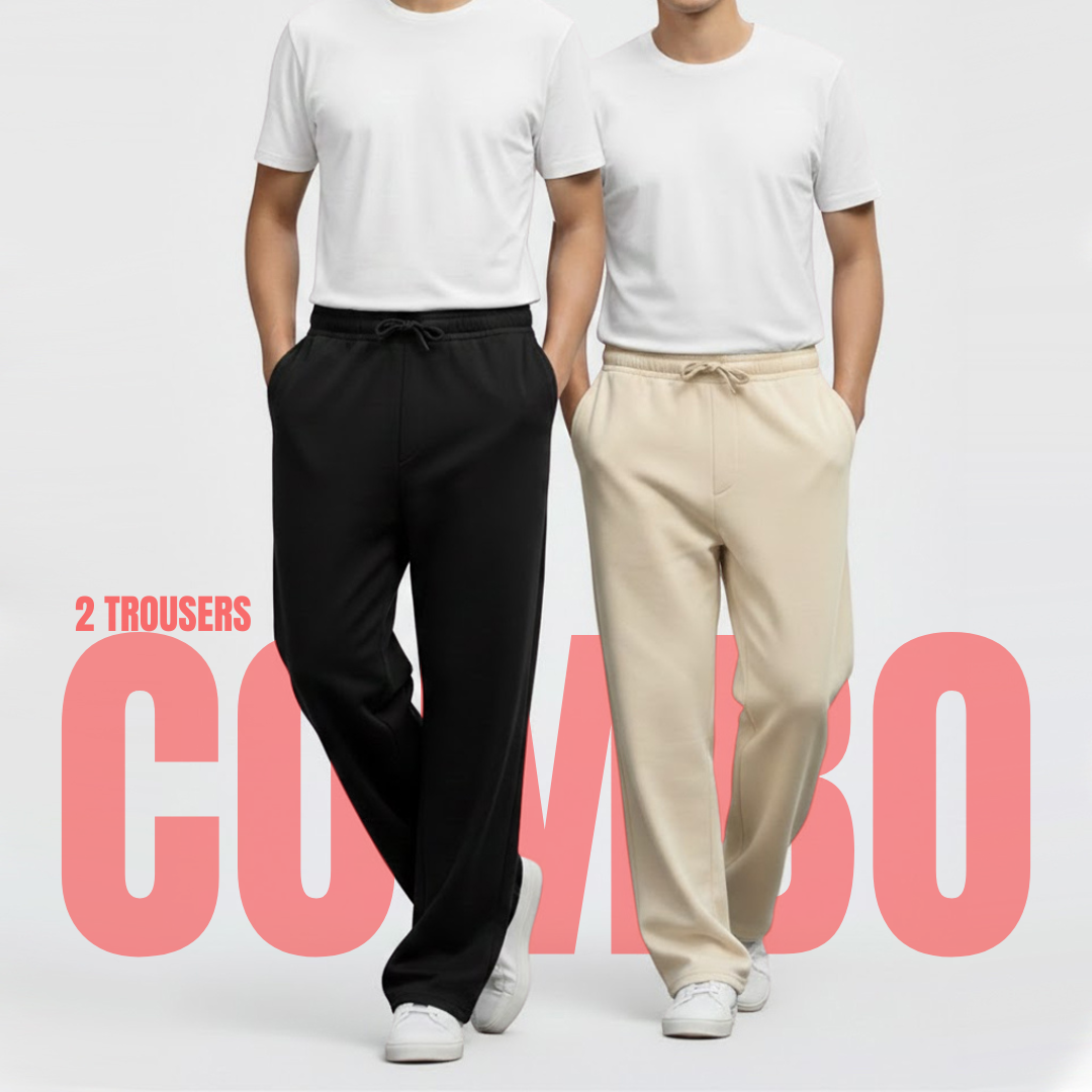 Men's Urban Baggy Fit (Pack of 2) | Heavyweight French Terry - Black & Sand Beige