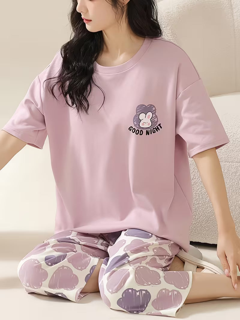 Good Night Graphic PJ Set | Starry Purple