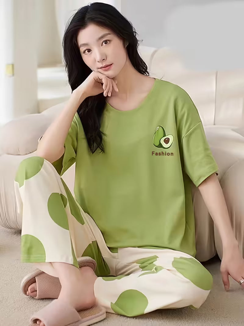 Funky Avocado Graphic PJ Set | Fresh Green