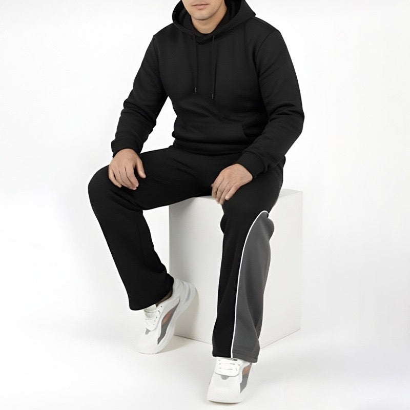 Unisex Urban Panel Sweatpants | Heavyweight French Terry - Eagle Black & Steel Grey