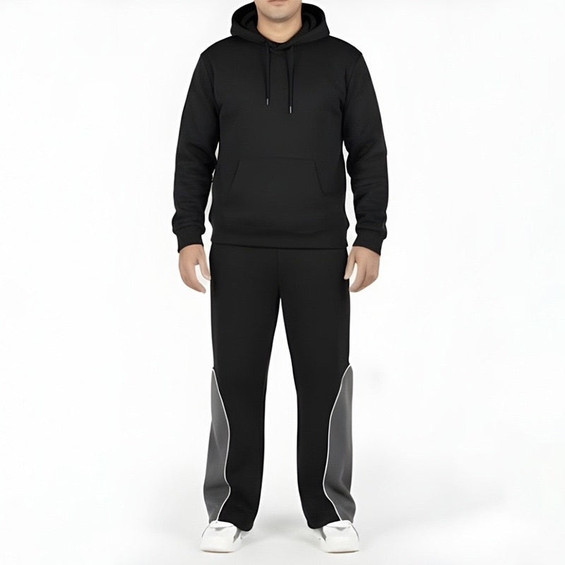 Unisex Urban Panel Sweatpants | Heavyweight French Terry - Eagle Black & Steel Grey
