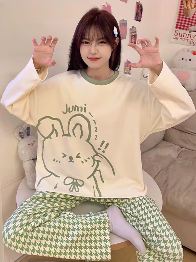 Korean Style Shy Bunny PJ Set | Aesthetic Lounge Wear