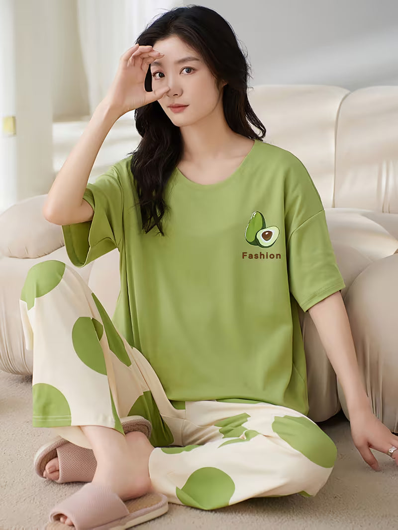 Funky Avocado Graphic PJ Set | Fresh Green