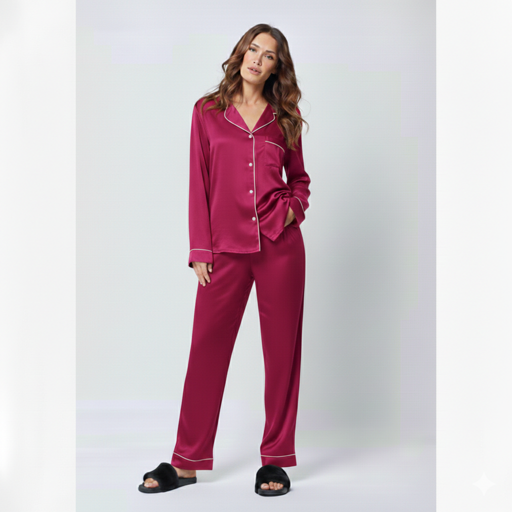 The Core Cotton PJ Set - Dark Pink
