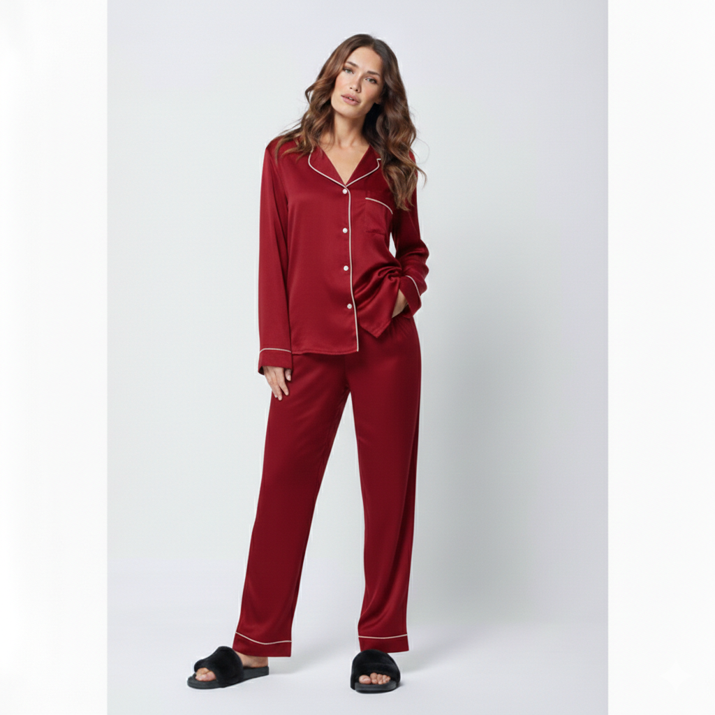 The Core Cotton PJ Set - Mahroon