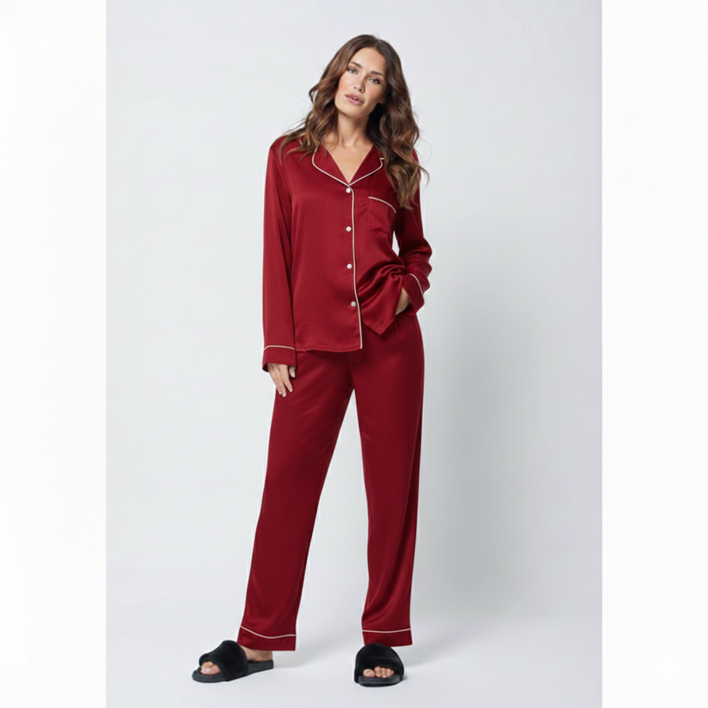The Core Cotton PJ Set - Redwine