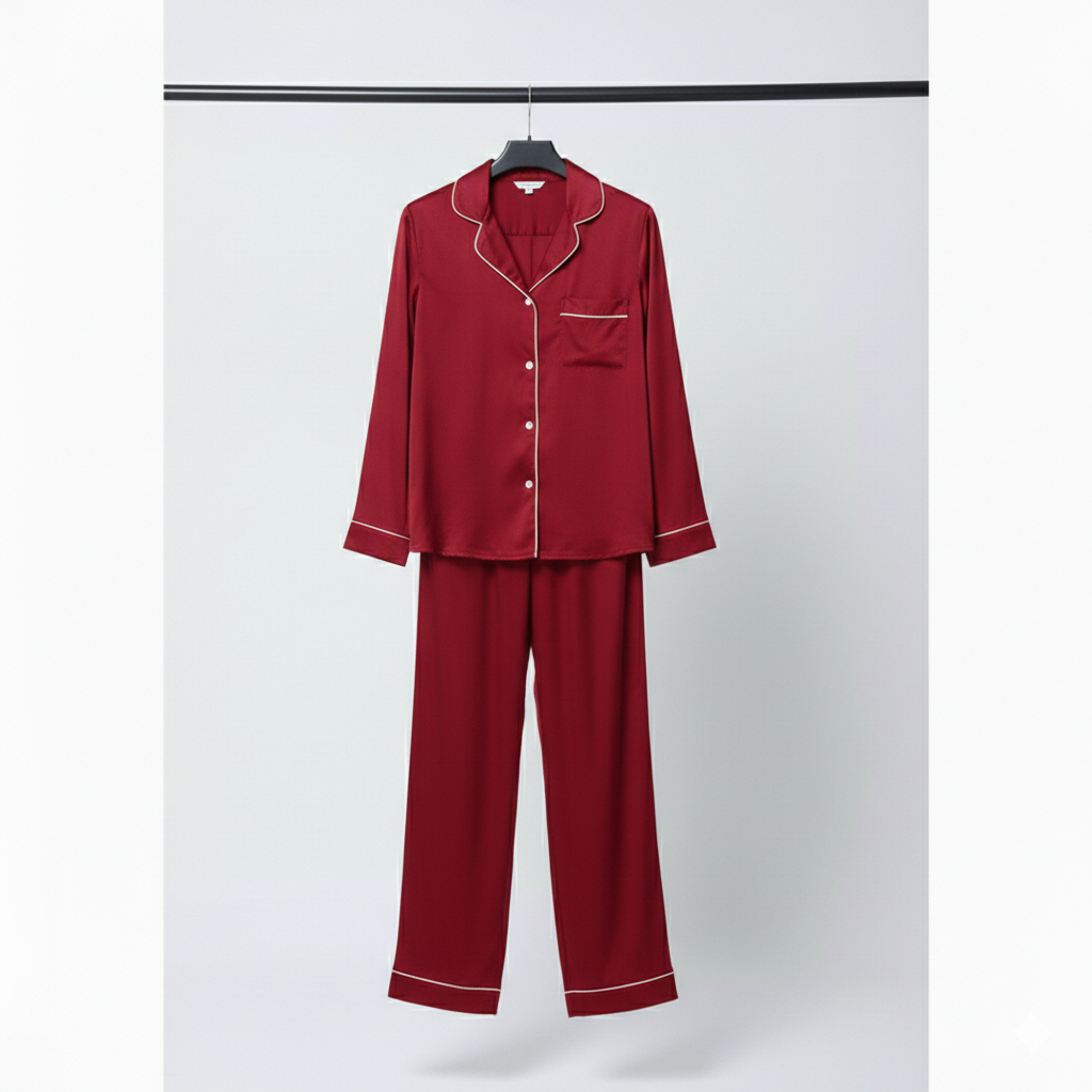 The Core Cotton PJ Set - Mahroon