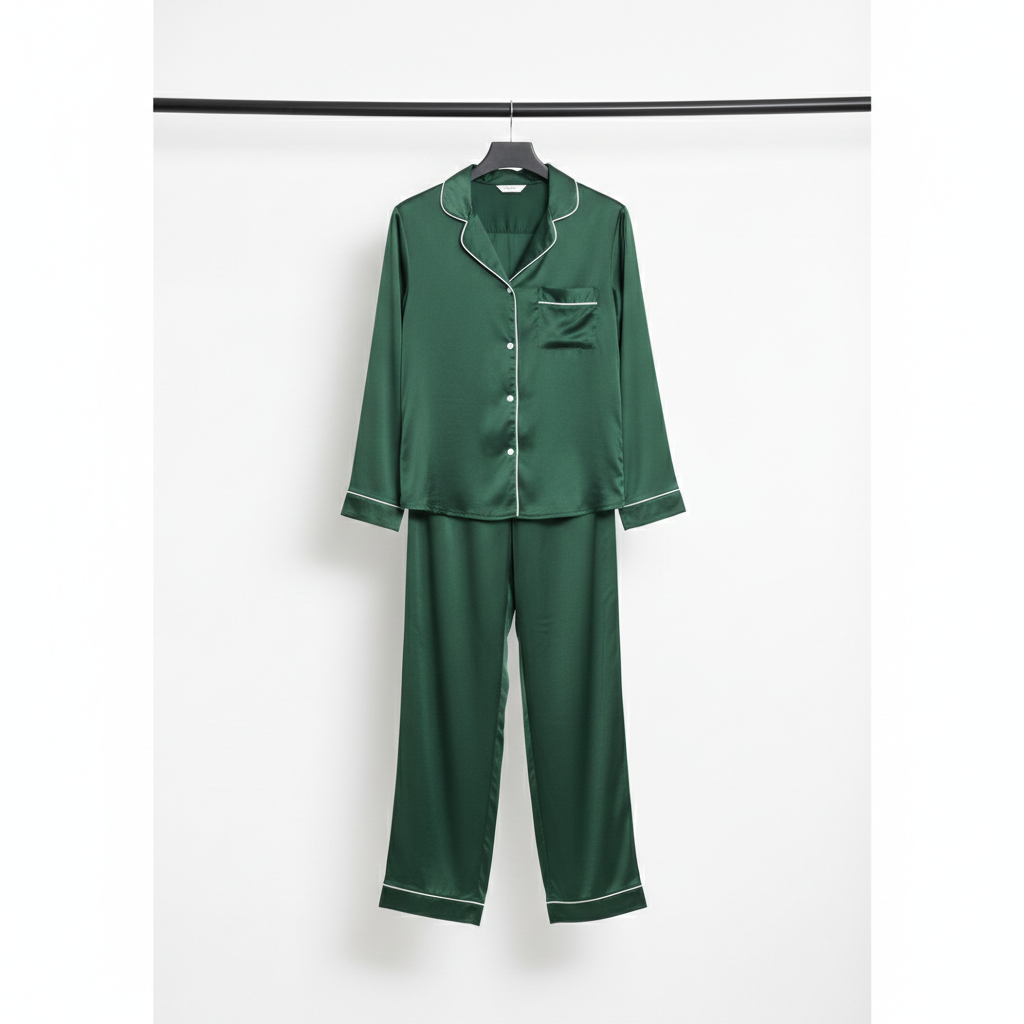 The Core Cotton PJ Set - Bottle green