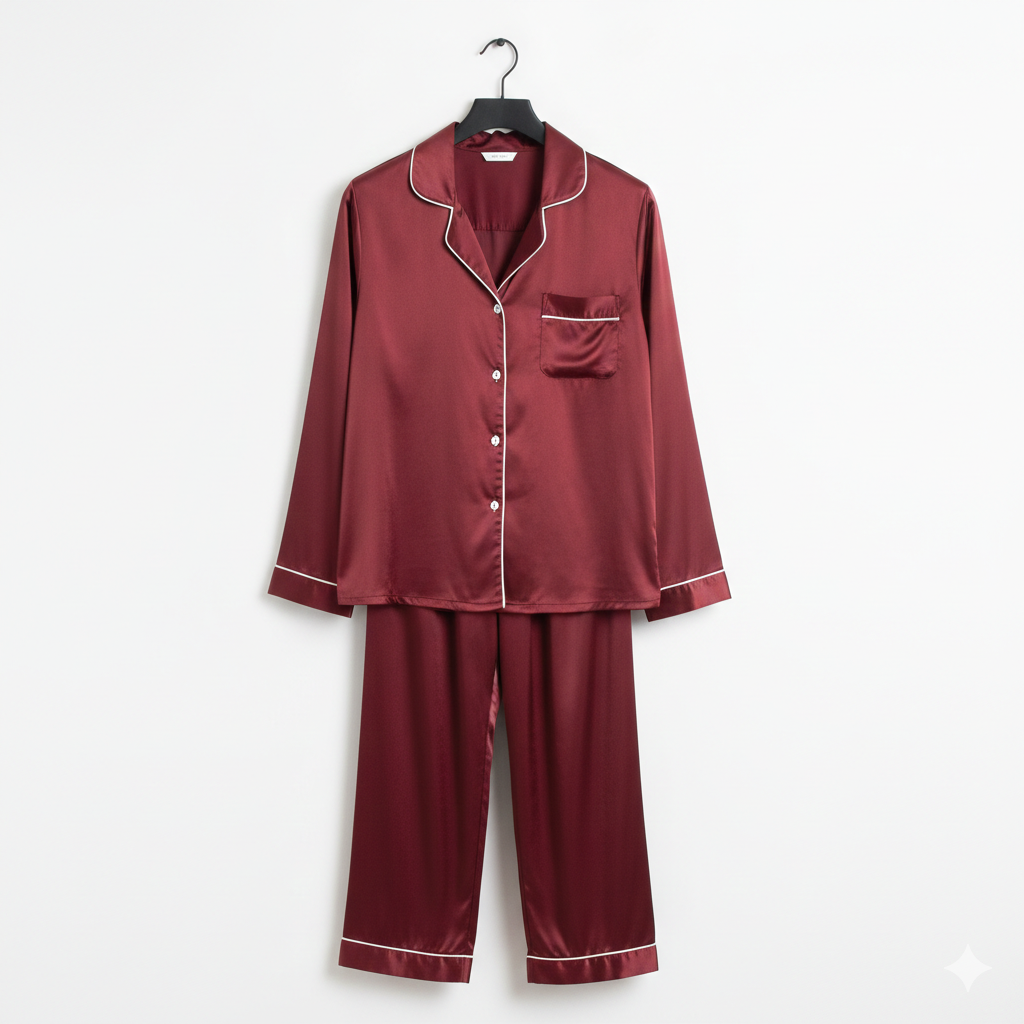 The Core Cotton PJ Set - Redwine