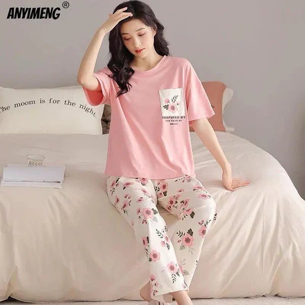 Floral Pocket Detail PJ Set | Soft Pink