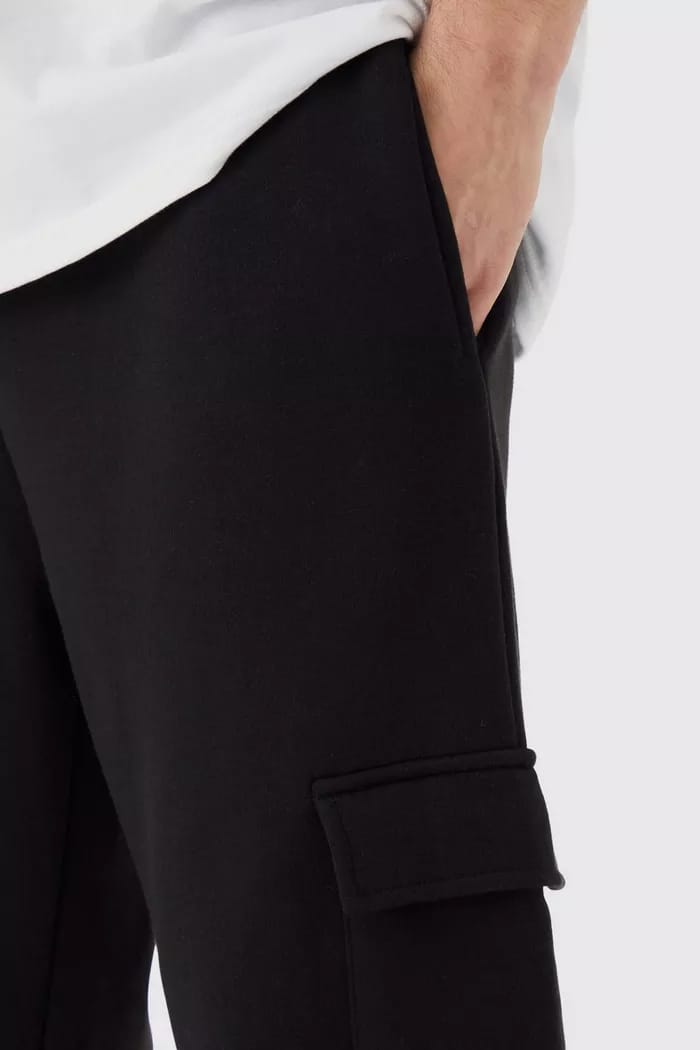 Men's Urban Cargo Sweatpants | Premium Summer French Terry - Jet Black