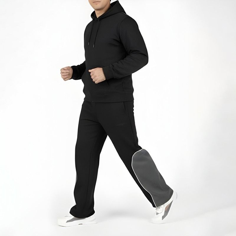 Unisex Urban Panel Sweatpants | Heavyweight French Terry - Eagle Black & Steel Grey