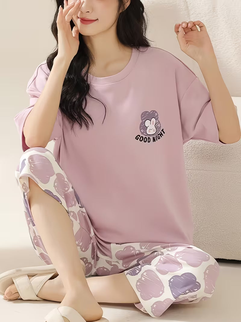 Good Night Graphic PJ Set | Starry Purple