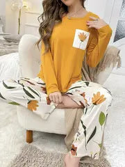 Summer Flower Pocket PJ Set | Bright Yellow