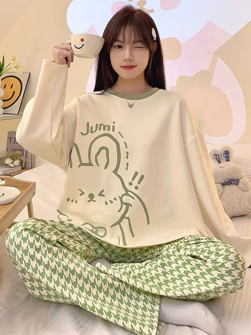 Korean Style Shy Bunny PJ Set | Aesthetic Lounge Wear