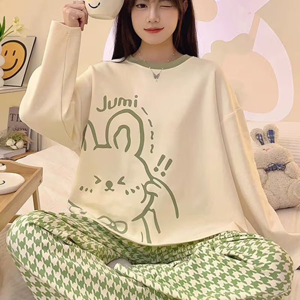 Korean Style Shy Bunny PJ Set | Aesthetic Lounge Wear