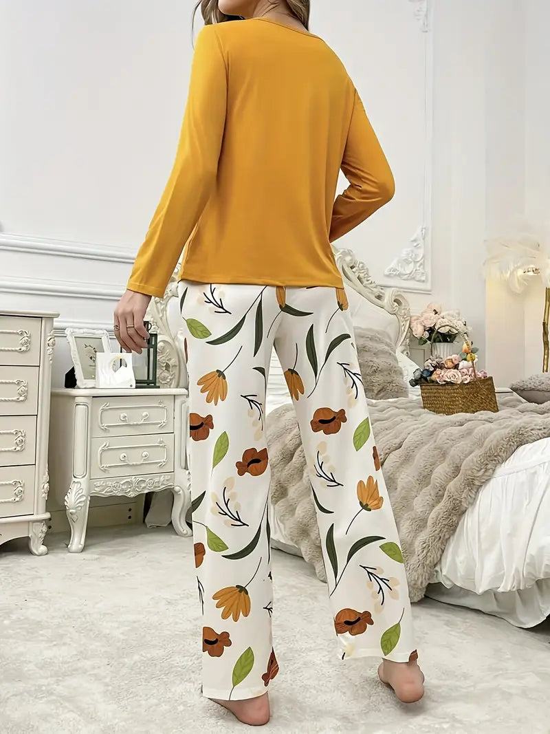 Summer Flower Pocket PJ Set | Bright Yellow
