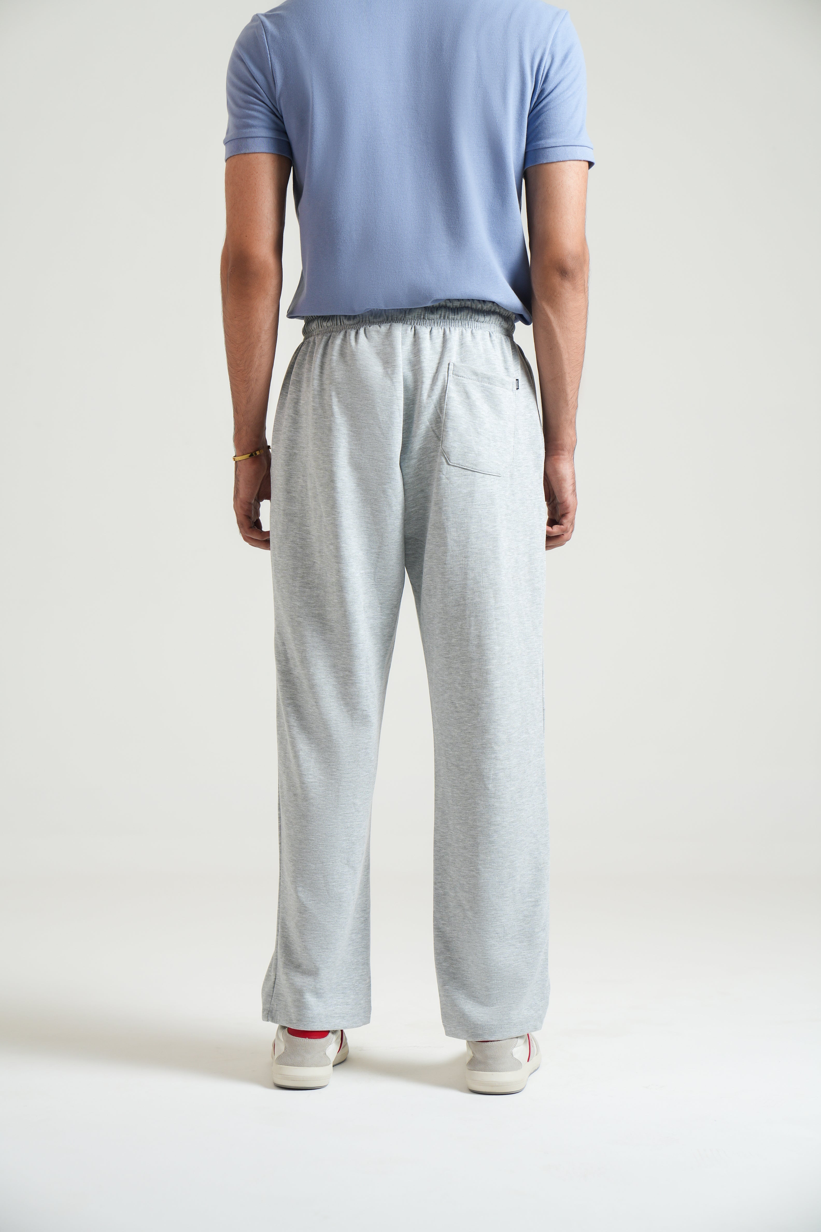 Men's Grey Straight-Fit French Terry Trousers