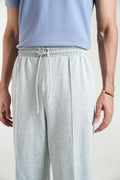 Men's Grey Straight-Fit French Terry Trousers