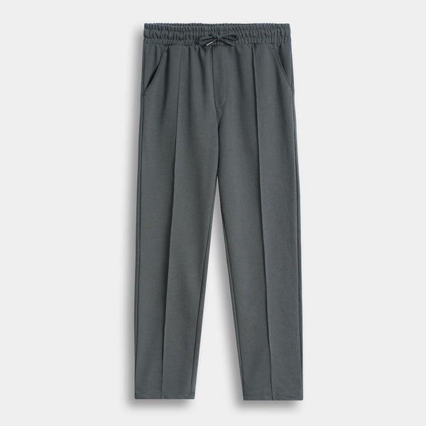 Men's Charcoal Straight-Fit French Terry Trousers